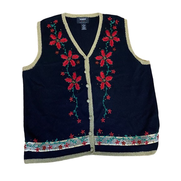 Designers Originals Jackets & Blazers - Designers Originals Studio Joy Women's Size 1X Christmas Embroidered Vest